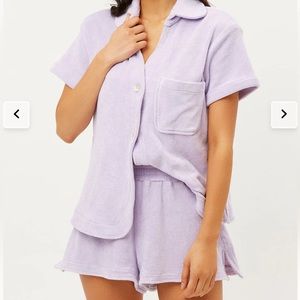 Frankies Bikinis Coco Terry Button Up and Short Set